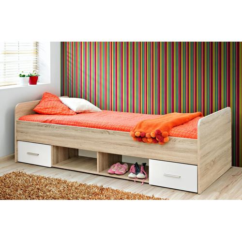 EMAN Studentenbett – 90 x 200 cm, Sonoma-Eiche/Weiß