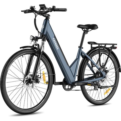 E-Bike 27,5 Zoll Rostfreie Aluminiumlegierung 36 V 14,5 Ah 522 Wh bis zu 90 - 110 km, Wasserdicht IP54, City Elektrofahrrad mit 7 Gang und App, Blau