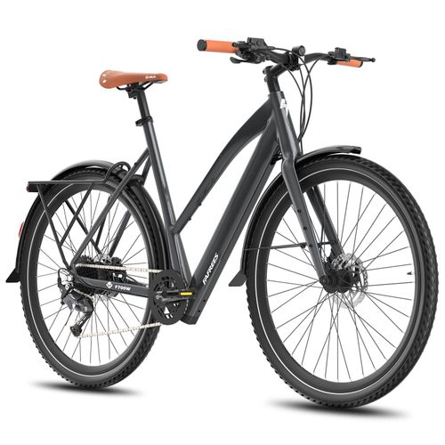 E-bike 28 Zoll 175 - 210 cm Rostfreie Aluminiumlegierung bis zu 100 km Wasserdicht IPX4 Pedelec mit 9 Gang, Grau