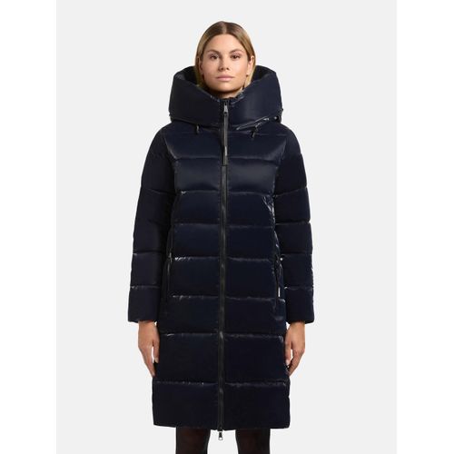 Steppmantel KHUJO "Jilias6 Shiny", Damen, Gr. L (40), nachtblau, Obermaterial: 100% Polyester; Innenfutter: 100% Nylon; Wattierung: 100% Polyester, gerade knieumspielend, hoch geschlossener Ausschnitt, eng Rippstrickb&uuml;ndchen, M&auml;ntel Steppmantel, Wintermantel aus einem auff&auml;llig gl&auml;nzendem Material