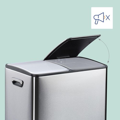 Treteimer mit zwei Fächern, 2 x 30 l Fassungsvermögen