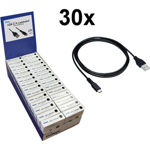 Thekendisplay 30x USB Typ C auf A Ladekabel