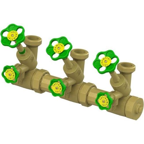 Js Atv-Verteiler, Steig.spindel 2-Fach,Dn25,Eing.1 1/2,Ob.a.1 1/2