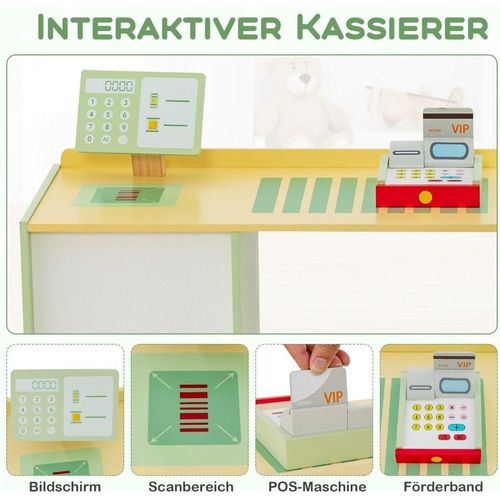Kinder-Kaufladen aus Holz mit Seitentheke, grün, 89x57x80 cm