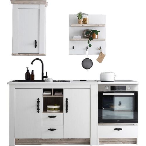 Küchen Set 4-teilig in Pinie weiß Nb. mit Absetzungen in Pinie dunkel Nb., im Landhaus Stil - FERNA-61