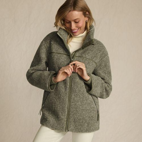 Sherpa-Fleecejacke, Damen,  Grün, Polyester, by Lands' End