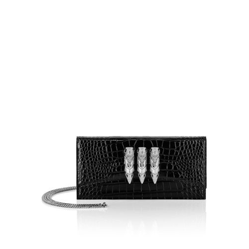 Handtasche PHILIPP PLEIN "Skull Crocco Print", Damen, 02, schwarz, Taschen Handtasche