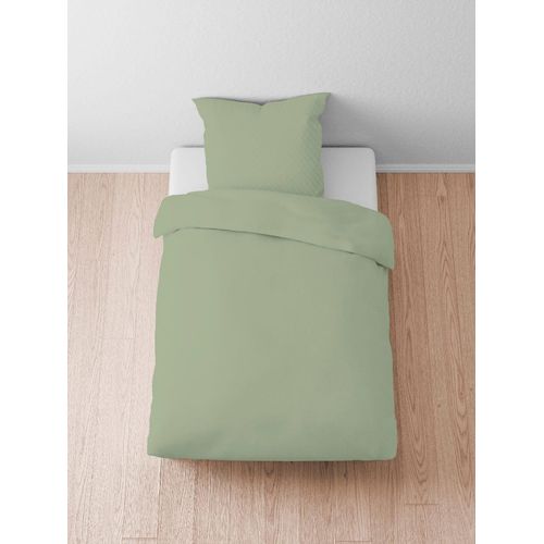 Bettwäsche BIBERNA Gr. 2, oliv, B/L: 155cm x 200cm, Flanell, B/L: 80cm x 80cm, 1 tlg., Flanell, 70% Lyocell TENCEL™, 30% Baumwolle, Bettwäsche