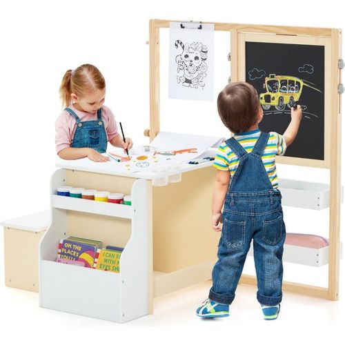 Kinder-Staffelei-Set aus Holz mit Kreidetafel und Whiteboard