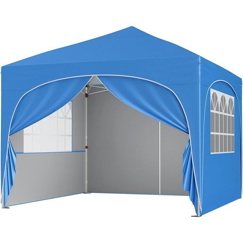 3x3 m Pop-Up-Überdachungszelt, 4 abnehmbare Wände, blau