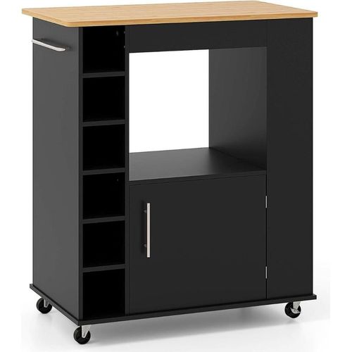 Küchenwagen mit Bambusplatte, Gewürzregal, Handtuchhalter