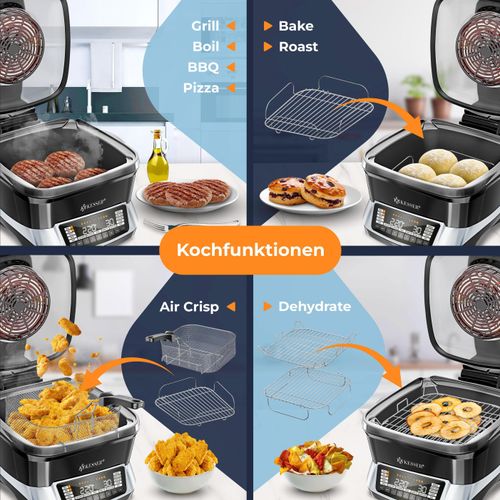 KESSER® Multikocher Küchengerät mit 16 Programmen - Grillen, Backen, Dampfgaren