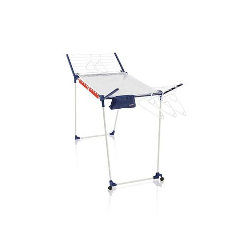 Leifheit Standtrockner Pegasus 200 Solid Del. M, Blau, Weiß, Metall, Kunststoff, 67x87x95 cm, klappbar, mit Rädern, Kleiderbügelhalter, platzsparend, Haushaltsreinigung, Wäschepflege, Wäscheständer