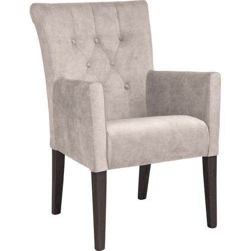 Esszimmerstuhl HOME AFFAIRE "King", weiß (milchfarben, wenge), B:60cm H:92cm T:65cm, Polyester, Stühle, Esszimmerstuhl, Esszimmerstuhl mit Knopfheftung