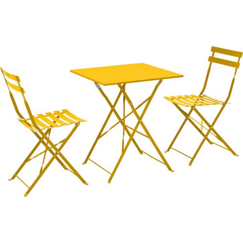 Gartenbistrotisch und 2 Klappstühle GELB - Oviala Rome
