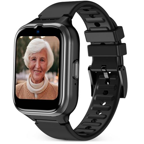 SPC Smartee 4G Senior – Smartwatch Senior mit großen Buchstaben, SOS-Taste, GPS, Anrufen/Videoanrufen und Steuerung via Smart-Clan-App - Schwarz