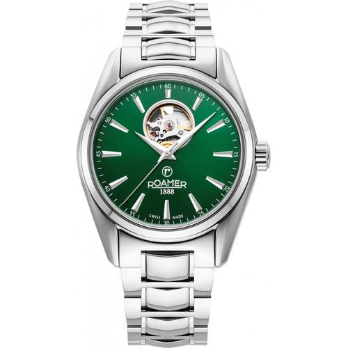 Herrenuhr ROAMER 984985 41 75 20 klassisch aufgebrochene grüne Uhr.