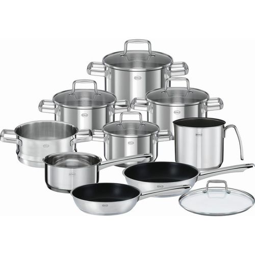 Rösle Kochtopfset Moments, Edelstahl, Metall, 10-teilig, 16 cm, 1,7L / 2,9L / 5,9L L,2,2 L, 35x38x64 cm, backofengeeignet, breiter Schüttrand,backofengeeignet, Kochen, Töpfe, Topfsets