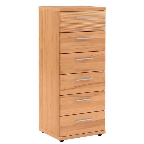Kommode, Buche, Kunststoff, Kernbuche, furniert, massiv, 6 Schublade(n) Schubladen, 42x107x39 cm, Goldenes M, Made in Germany, DGM-Klimapakt, Typenauswahl, Holzmöbel, Kleinmöbel Holz, Holzkommoden