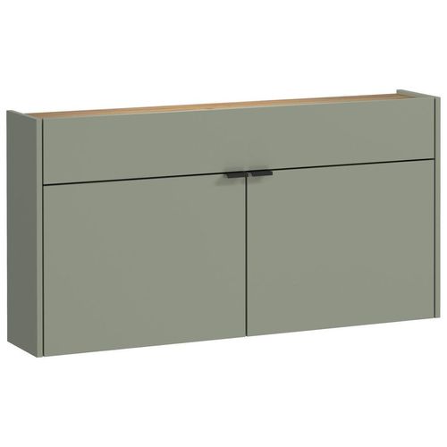 Schuhschrank GW-Ameca , Eiche, Pastellgrün , Holzwerkstoff , 4 Fächer , 1 Schubladen , 110x57x22 cm , Typenauswahl, Beimöbel erhältlich, hängend , Garderobe, Schuhaufbewahrung, Schuhschränke