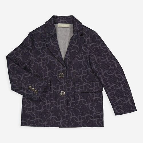 Grauer Blazer mit Monogrammmuster