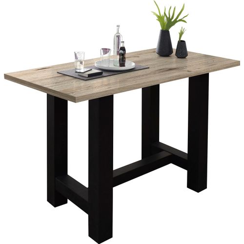 Bartisch MÄUSBACHER, schwarz (schwarzstahl, sandeichefarben, schwarzstahl), B:120cm H:105cm T:70cm, Tische, Bartisch, Gestell in U-Form (Breite 120, 140 oder 160 cm)