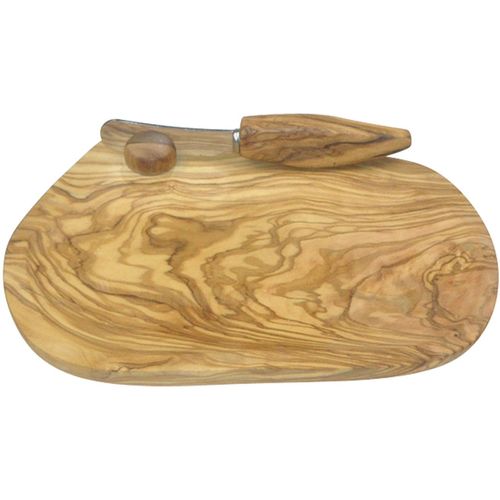 Schneidebrett BERARD FRANCE 1892, braun (holzfarben), B:13cm H:2cm L:20cm, Massivholz, Schneidebretter, Olivenholz, inkl. Messer, jedes Stück handgefertigt