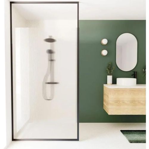 Feststehende Duschabtrennung – HOME GENERATION – Nur schwarz gerillt – 120 x 210–265 cm