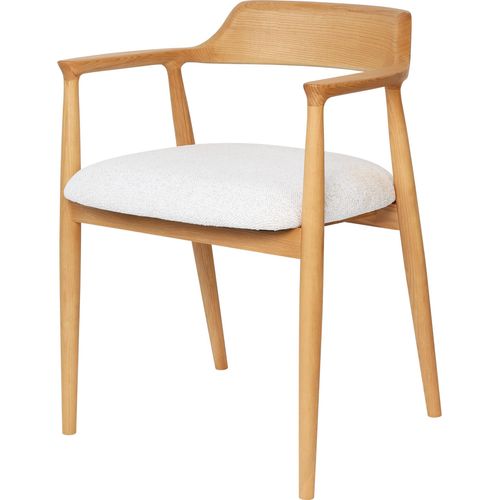 Holzstuhl Eden Natur/Weiß, Kennedy Stuhl, zeitloses Design, gepolsterter Sitz