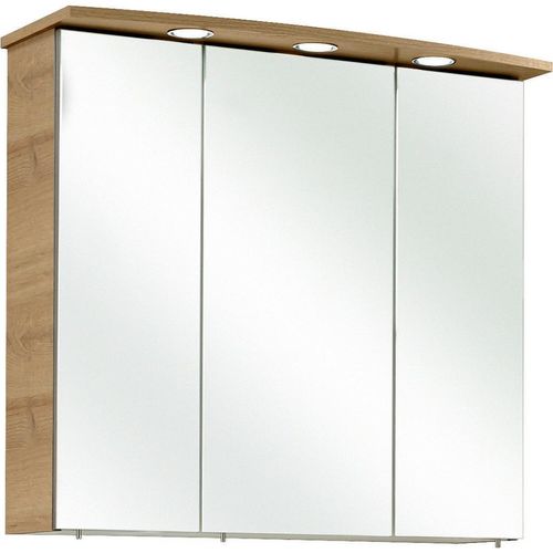 Xora Spiegelschrank Paula , Eiche , Metall , 6 Fächer , 75x72x20 cm , Badezimmer, Badezimmerspiegel, Spiegelschränke