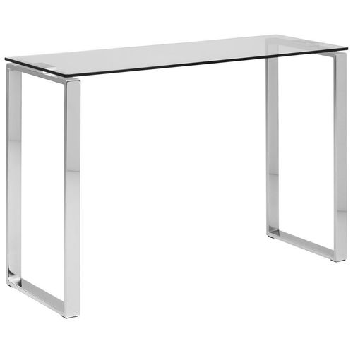 Konsolentisch Katrine , Klar, Chrom , Glas , rechteckig , eckig , 110x76x40 cm , Wohnzimmer, Wohnzimmertische, Konsolentische