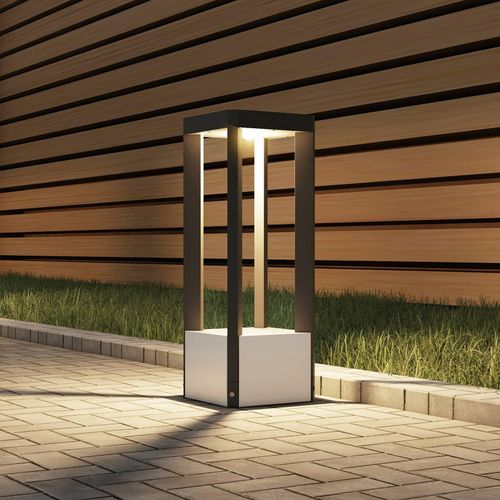 Lucande LED-Sockelleuchte Kalisa, IP65, 42 cm, grau, Metall