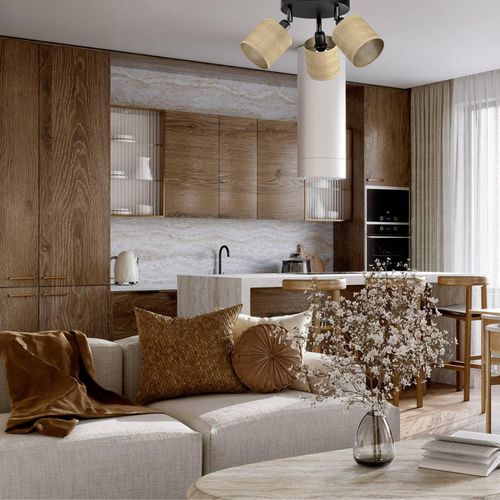 Deckenlampe Adeline, 3-flammig, Jute, rund, Ø 45 cm