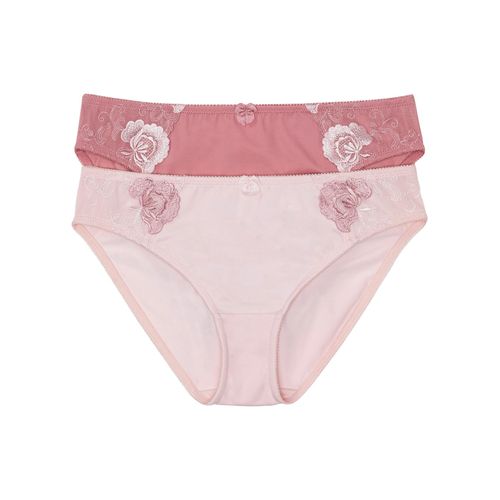 Slip BONPRIX, Damen, Gr. 40/42 (M), 2 Stk., rosa (rauchrose, zartrosa geblümt), Obermaterial: 80% Polyamid, 20% Elasthan. Futter: 83% Polyamid, 17% Elasthan, Unterhosen Slip