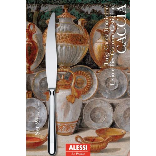 Alessi Caccia Besteckgarnitur 24 tlg. (Hohlheft) vierzinkige Gabel, Edelstahl