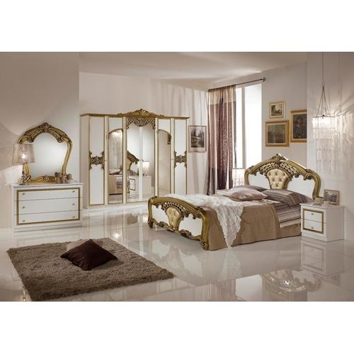Barock Kleiderschrank Eva 6 trg. in Weiß / Gold