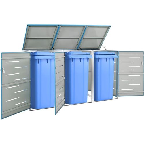 Mülltonnenbox für 3 Tonnen 207x77,5x112,5 cm Edelstahl - Mülltonnenboxen CC1342