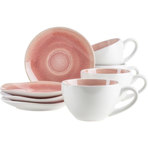 Tasse MÄSER "FROZEN, Tassen-Set, Steinzeug", beere, B:13,5cm H:6,5cm Ø:10cm, Steinzeug, Trinkgefäße, Tasse