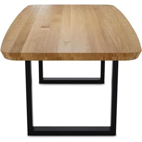 Esstisch Porto 220x100 Wildeiche mit organischer Kante und Metall-Kufe