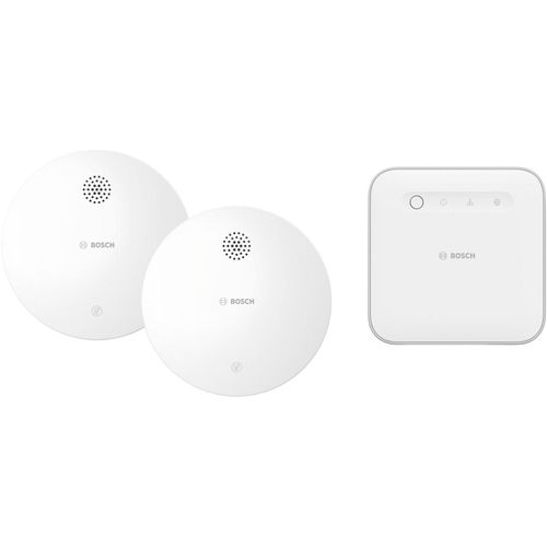 BOSCH Rauchmelder "Smart Home Starterset mit 1 Controller II und 2 Rauchwarnmeldern", weiß, B:11cm H:3,7cm T:11cm, Gefahrenmelder