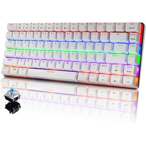 Mechanische Tastatur, 82 Tasten Anti-Ghosting Kompakte Ergonomische USB Kabelgebundene Computer Gaming Tastatur, Regenbogen LED Hintergrundbeleuchtung