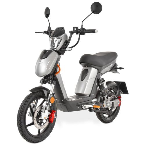 HECHT Betis Mofa Roller Akku mit Straßenzulassung | bis 45 km/h | Silber | 40 km | 48 V 12 Ah