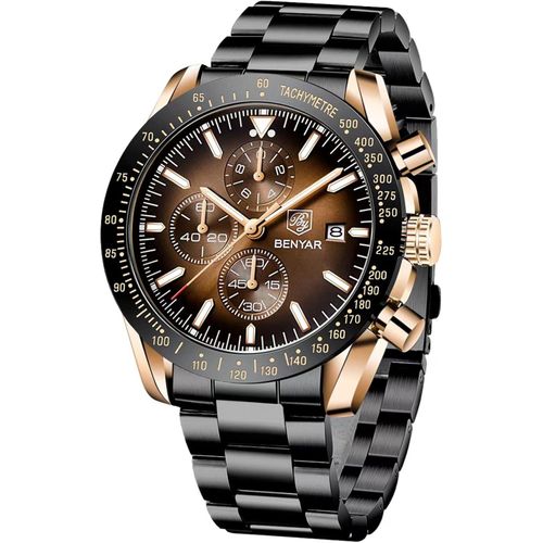 für Männer, Lederarmband, Herrenmode Business Sport Design, 30M Wasserdicht Elegantes Chronograph Analog Quarz