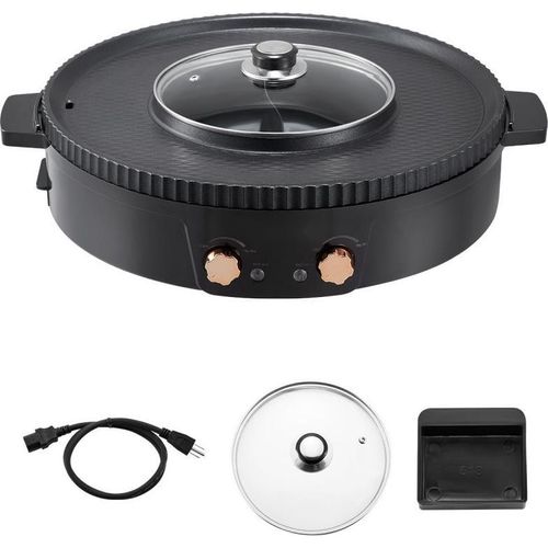 2 in 1 Elektrischer Rauchfreier Grill BBQ Grill und Hot Pot - 1800W Grillgerät mit Hot Pot Funktion