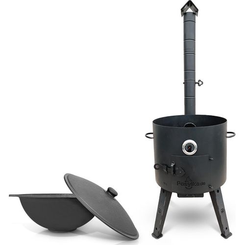 Gusseisen Kazan 16 L Kasan mit Feuerofen Utschak Ø 44 cm. Uchag