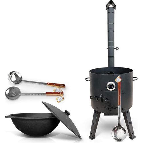 Feuerofen Ø 44 cm 2 mm Stahl Utschak Uchag mit Usbekische Kazan 16 L