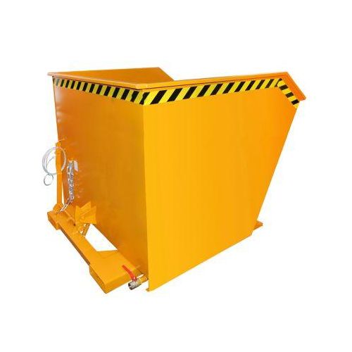 Bauer Kippbehälter SGU 200, mit Lochblech & Ablasshahn, öl-/wasserdicht, Seilzug kippbar, staplertauglich, L 1640 x B 1680 x H 1090 mm, gelborange RAL 2000