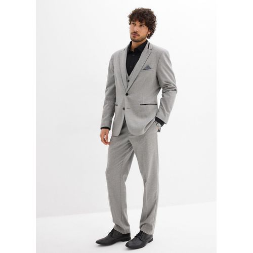 bonprix Anzug (3-tlg.Set) mit Weste Regular Fit, grau, Gr.58, Stilvoller Anzug mit recycelten Polyester.