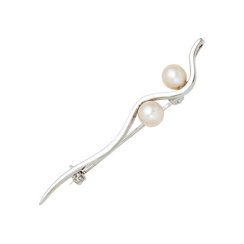 Brosche JOBO, silber (silber 925), Broschen, Damen, Perlen, Silber 925 (Sterlingsilber), 925 Silber mit Süßwasser-Zuchtperlen
