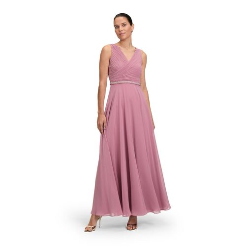 Abendkleid VERA MONT "Damen mit Plissee", Damen, Gr. 38, Normalgrößen, rosa (desert rose), Chiffon, Obermaterial: 100% Polyester recycelt. Futter: 100% Polyester., festlich, ausgestellt lang, V-Ausschnitt, Kleider Abendkleid, Dekoelemente